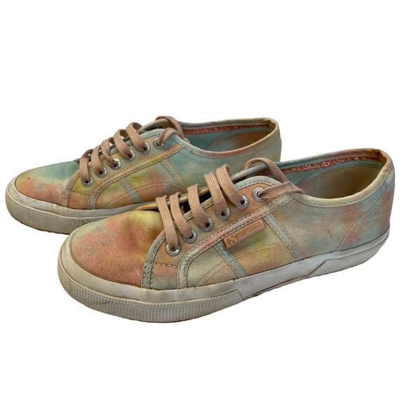Superga Shoes Womens 39.5 (US 9) 2750 Canvas Rainbow Printed Sneakers Multicolor - Picture 1 of 13